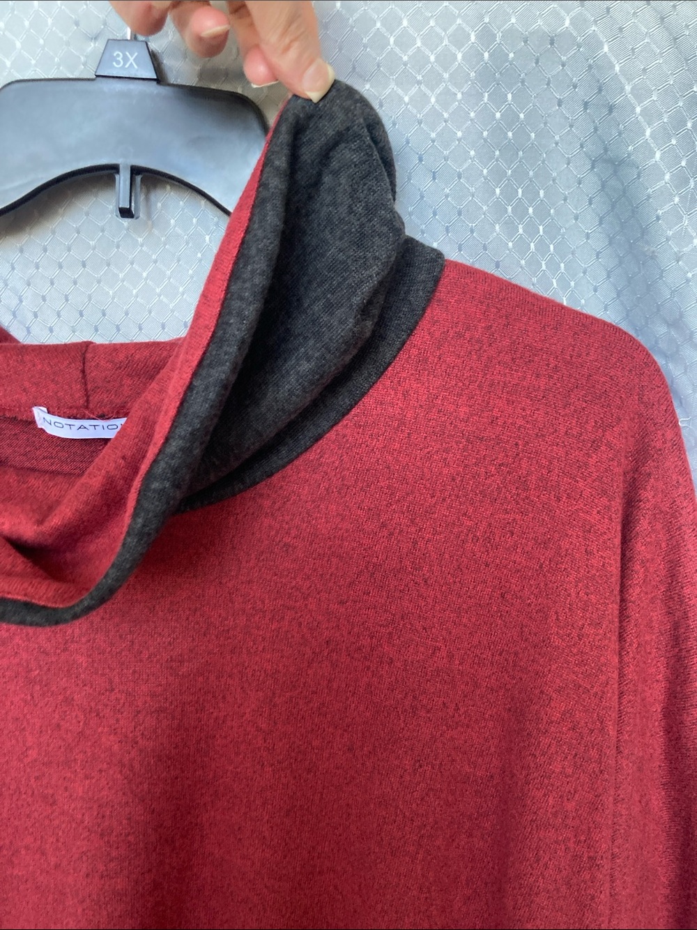 NY Collection a red and gray Heathered top 1X - Picture 5 of 17